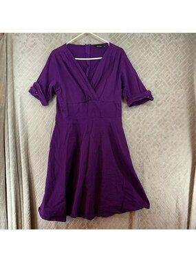 Roosey Tunic Top Womens 2XL Purple Short Sleeve Fit & Flare V Neck Stretch